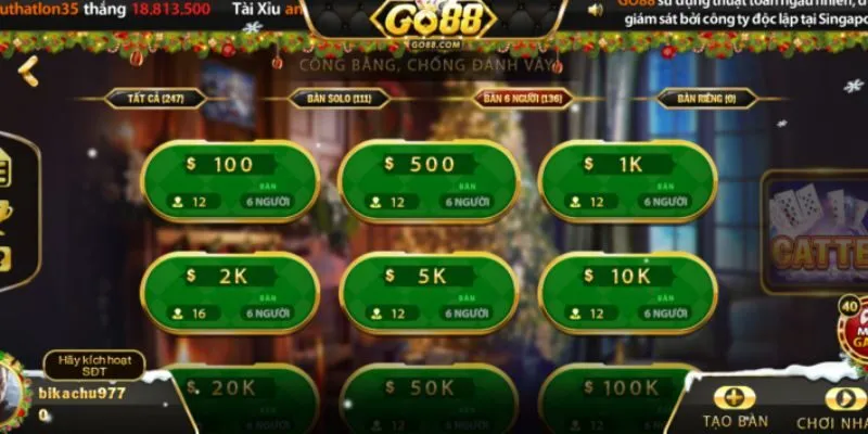 Học Cách Chơi Bài 6 Lá Go88 Sớm Rinh Thưởng Lớn Chọn bàn chơi Catte hợp lý phù hợp với mức cược của bản thân